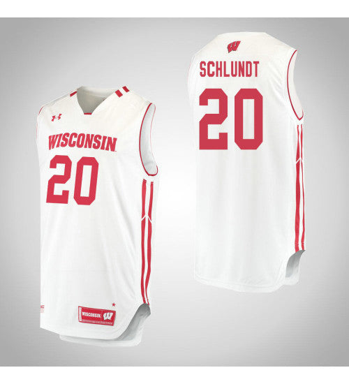 Wisconsin Badgers Tj Schlundt #20 White stitched throwback college basketball jersey