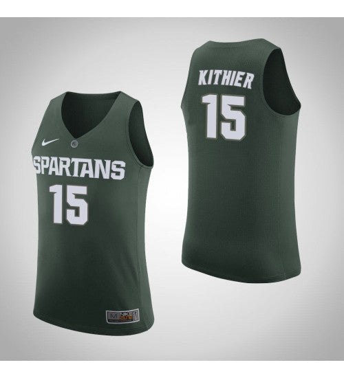 Michigan State Spartans 15 Thomas Kithier Home College Basketball Jersey Green | Stitched Jersey RTJS 8835
