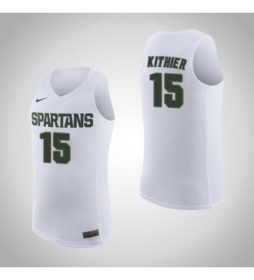 Michigan State Spartans #15 Thomas Kithier Road College Basketball Jersey White stitched college jersey