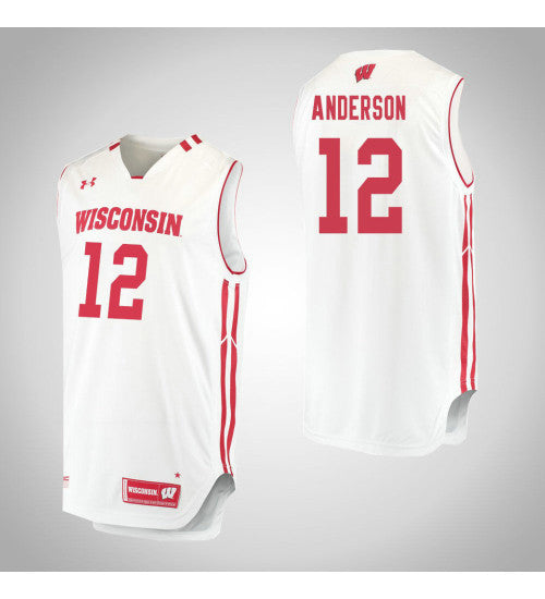 Wisconsin Badgers 12 Trevor Anderson College Basketball Jersey White | Stitched Jersey RTJS 5911