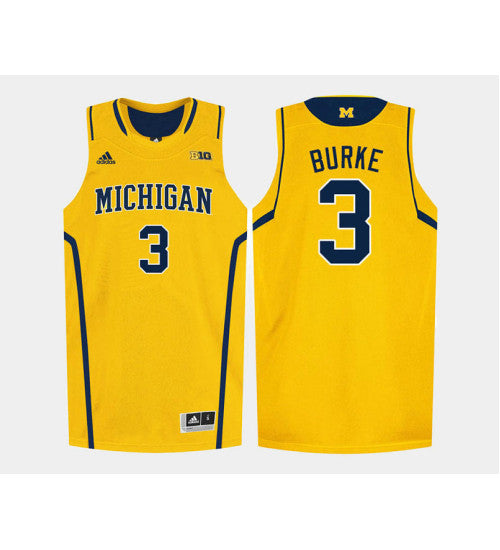 Michigan Wolverines #3 Trey Burke College Basketball Jersey Gold stitched college jersey
