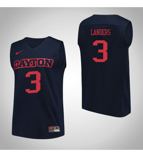 Dayton Flyers 3 Trey Landers Performance College Basketball Jersey Navy | Stitched Jersey RTJS 4919