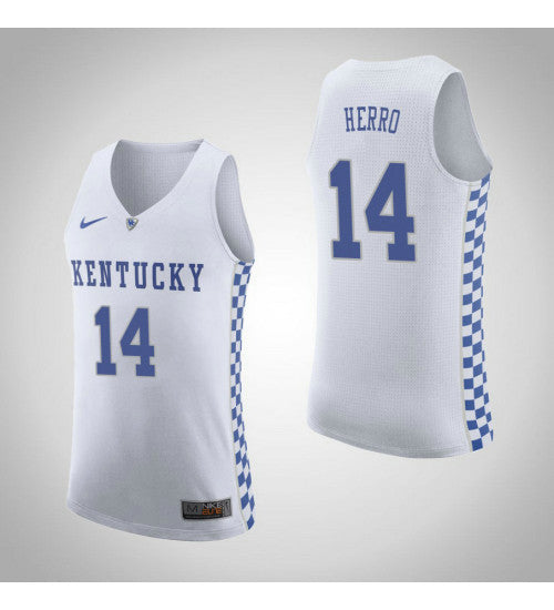 Kentucky Wildcats 14 Tyler Herro Road College Basketball Jersey White stitched retro jersey