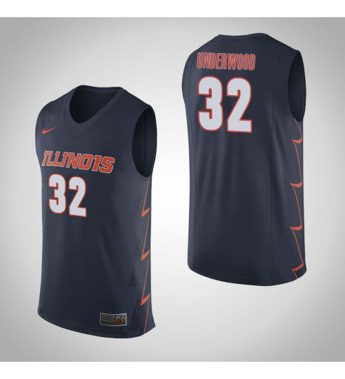 Illinois Fighting Illini 32 Tyler Underwood College Basketball Jersey Navy stitched retro jersey