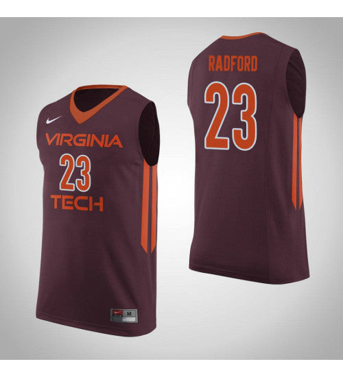 Tyrece Radford Virginia Tech Hokies #23 Maroon stitched throwback college basketball jersey