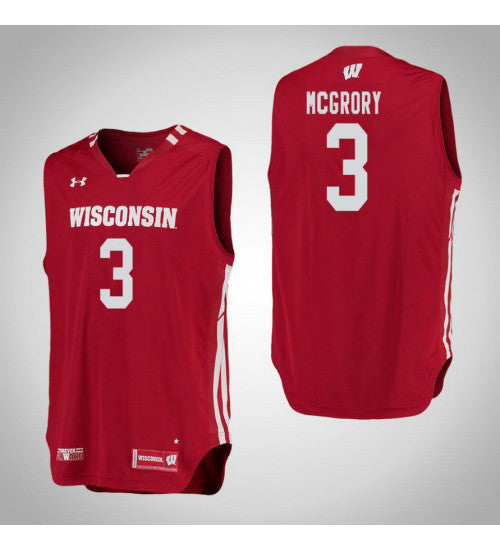 Wisconsin Badgers Walt Mcgrory #3 Red stitched throwback college basketball jersey