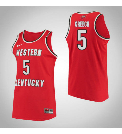 Creech Performance Western Kentucky Whitney #5 Red stitched throwback college basketball jersey