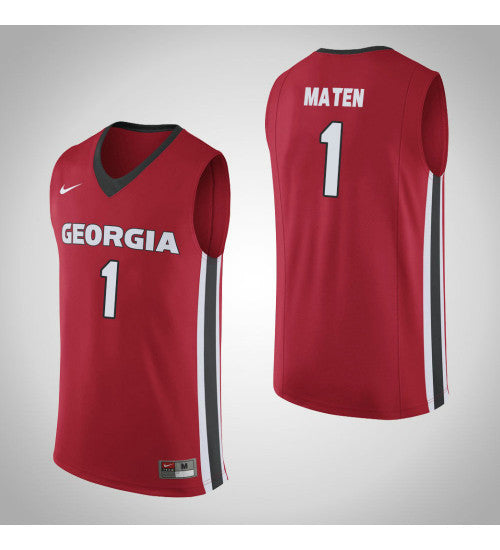 Georgia Bulldogs 1 Yante Maten College Basketball Jersey Red stitched retro jersey