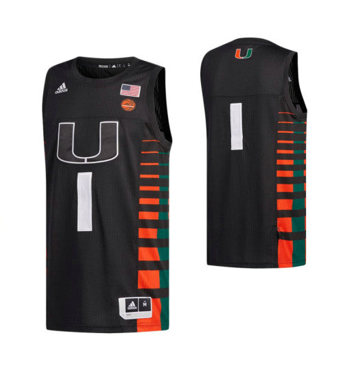 Miami Hurricanes 1 Basketball College Basketball Jersey Black | Stitched Jersey RTJS 8985