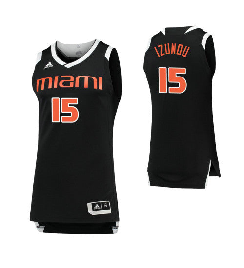 Miami Hurricanes 15 Ebuka Izundu Black White College Basketball Jersey | Stitched Jersey RTJS 8964