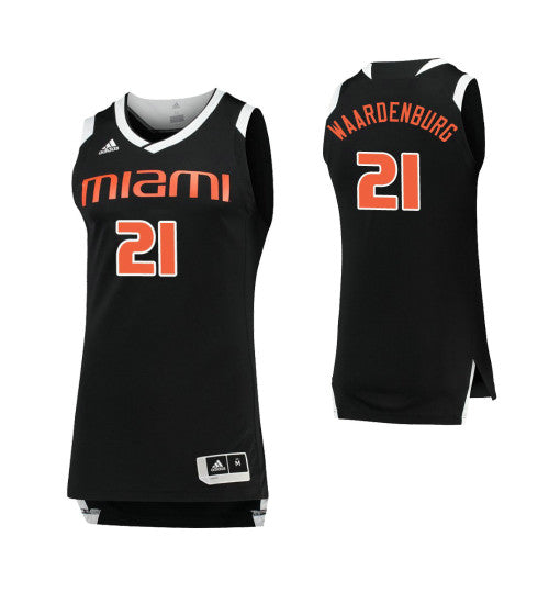 Miami Hurricanes 21 Sam Waardenburg Black White College Basketball Jersey | Stitched Jersey RTJS 8947