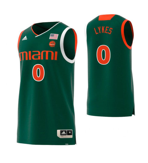 Miami Hurricanes 0 Chris Lykes College Basketball Jersey Green | Stitched Jersey RTJS 8992