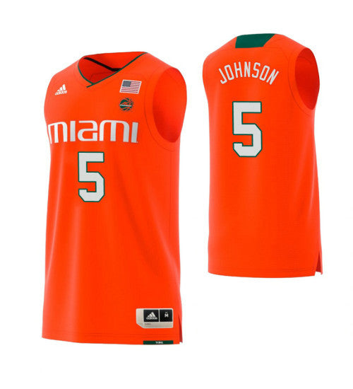 Miami Hurricanes 5 Zach Johnson College Basketball Jersey Orange | Stitched Jersey RTJS 8918