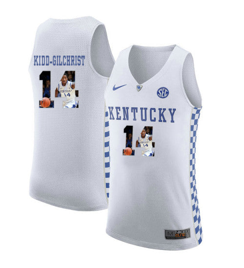Kentucky Wildcats 14 Michael Kidd Gilchrist College Basketball Jersey White stitched retro jersey