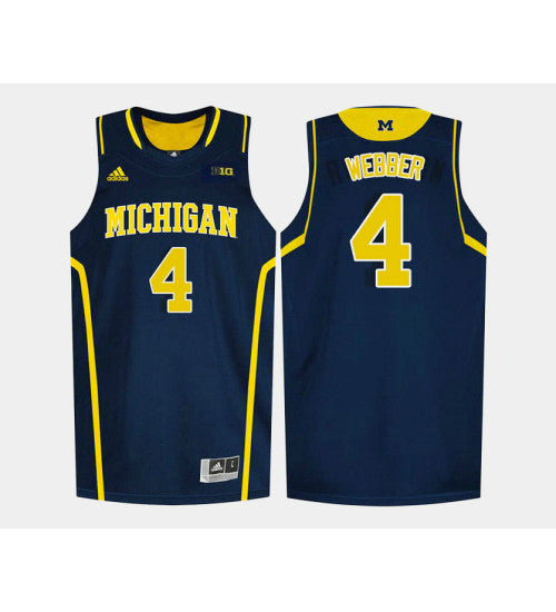 Michigan Wolverines #4 Chris Webber Navy Road College Basketball Jersey stitched college jersey