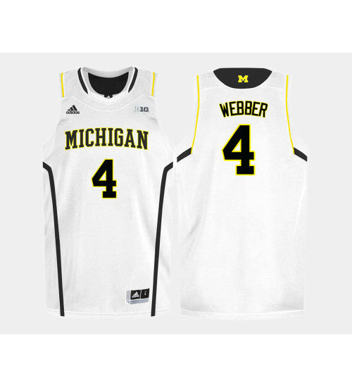 Michigan Wolverines #4 Chris Webber White Home College Basketball Jersey stitched college jersey