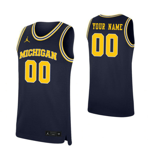 Michigan Wolverines Custom Jersey Navy | Stitched Jersey RTJS 8438