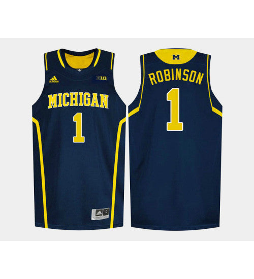 Michigan Wolverines #1 Glenn Robinson Iii Navy Road College Basketball Jersey stitched college jersey