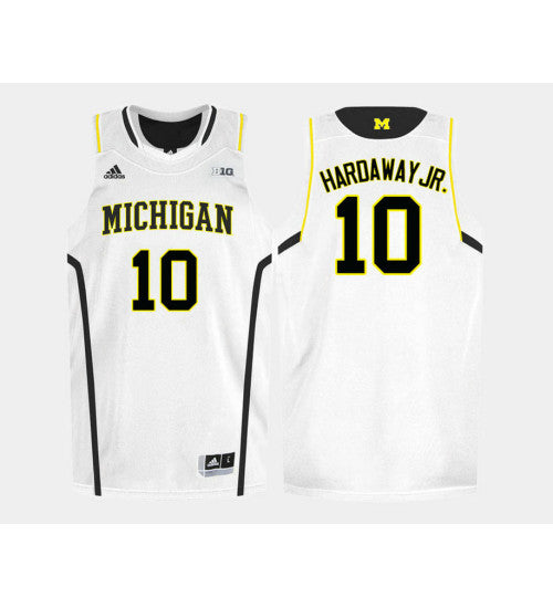 Michigan Wolverines 10 Tim Hardroad Jr White Home College Basketball Jersey | Stitched Jersey RTJS 8647