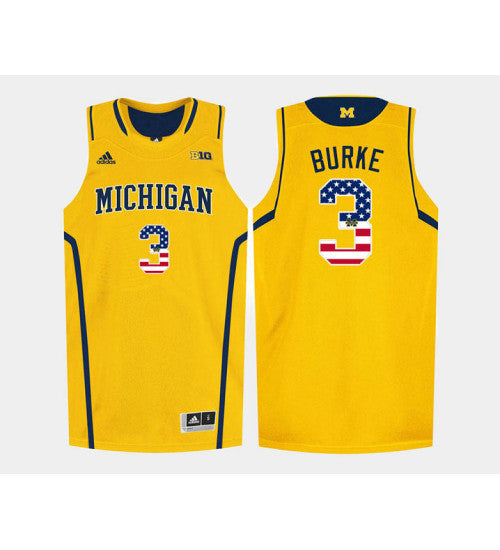 Michigan Wolverines #3 Trey Burke Gold Alternate USA Flag College Basketball Jersey stitched college jersey