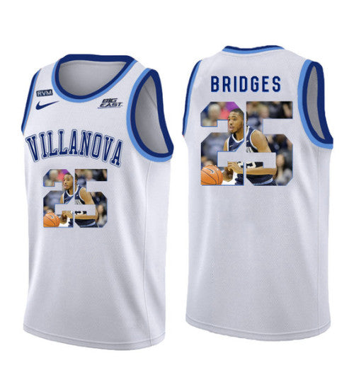 Villanova Wildcats Mikal Bridges 11206 #25 White stitched throwback college basketball jersey