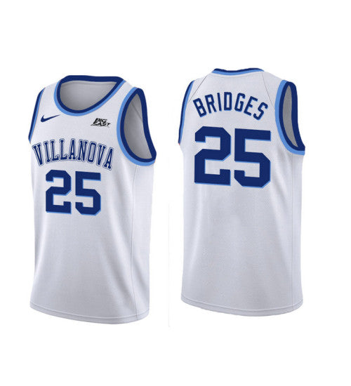 Villanova Wildcats Mikal Bridges 11207 #25 White stitched throwback college basketball jersey