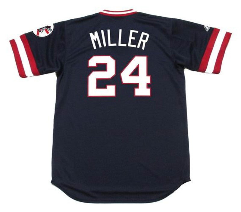 Cleveland Indians Andrew Miller 1970s Cooperstown MLB jersey front view