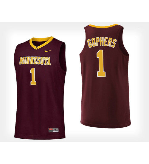 Minnesota Golden Gophers No #1 Maroon Home College Basketball Jersey stitched college jersey