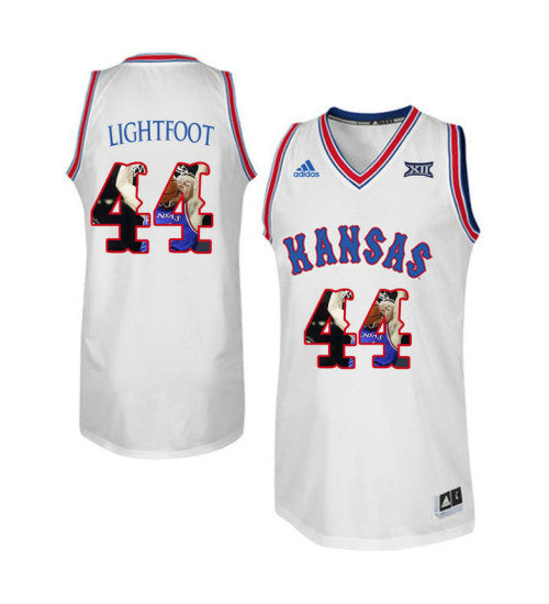 Kansas Jayhawks 44 Mitch Lightfoot College Basketball Jersey White stitched retro jersey