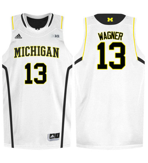 Michigan Wolverines #13 Moritz Wagner College Basketball Jersey White 8944 stitched college jersey