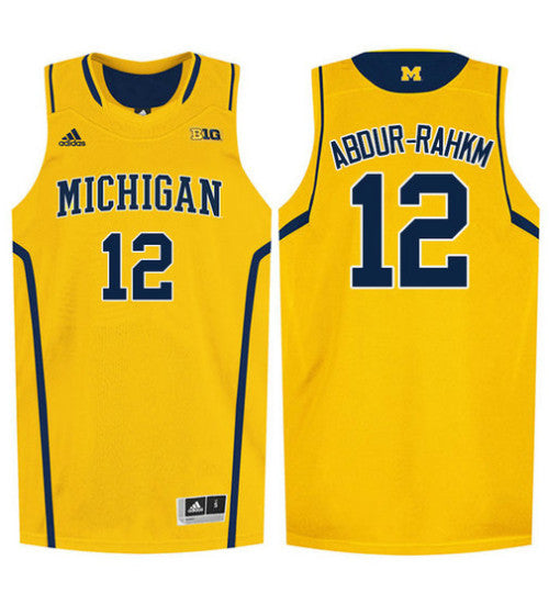 Michigan Wolverines 12 Muhammad Ali Abdur Rahkman College Basketball Jersey Gold | Stitched Jersey RTJS 8634