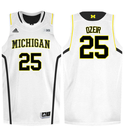 Michigan Wolverines 25 Naji Ozeir College Basketball Jersey White 3209 | Stitched Jersey RTJS 8539