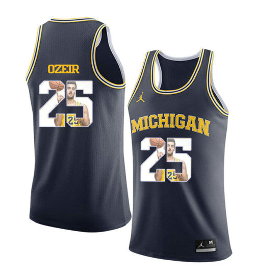 Michigan Wolverines #25 Naji Ozeir College Basketball Jersey Navy 9020 stitched college jersey