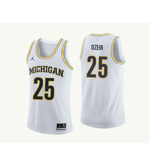 Michigan Wolverines #25 Naji Ozeir College Basketball Jersey White 9023 stitched college jersey