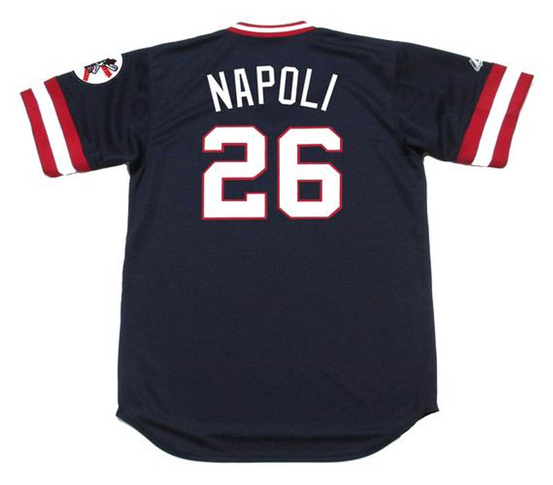 Cleveland Indians Mike Napoli 1970s Cooperstown MLB jersey front view