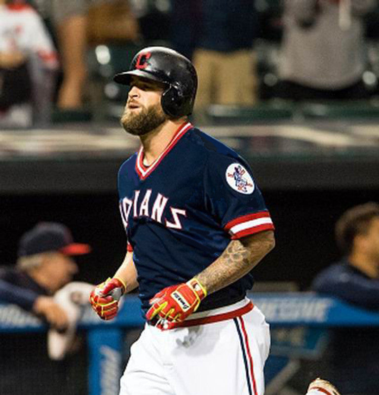 Cleveland Indians Mike Napoli 1970s Cooperstown MLB jersey front view