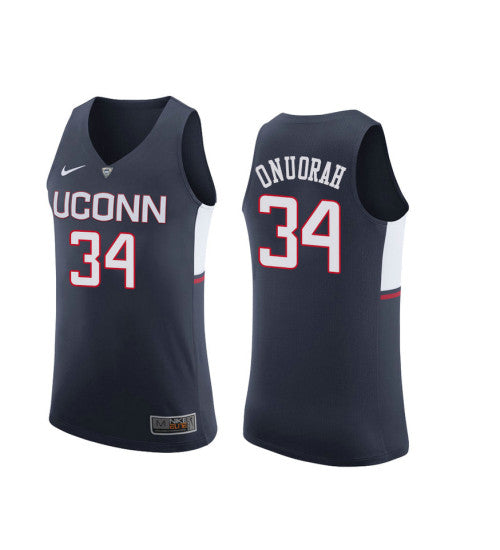 Uconn Huskies David Onuorah #34 Navy stitched throwback college basketball jersey