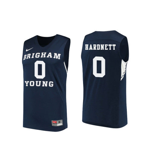 Byu Cougars 0 Jahshire Hardnett College Basketball Jersey Navy stitched basketball jersey for game day fanwear