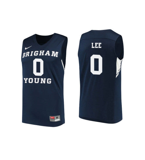 Byu Cougars 0 Kolby Lee College Basketball Jersey Navy stitched basketball jersey for game day fanwear