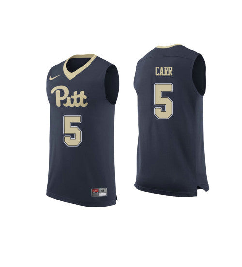 Pittsburgh Panthers 5 Marcus Carr College Basketball Jersey Navy | Stitched Jersey RTJS 7391