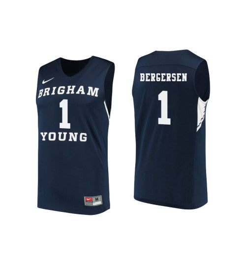 Byu Cougars 1 Rylan Bergersen College Basketball Jersey Navy stitched basketball jersey for game day fanwear