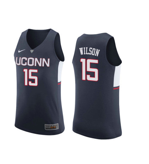 Uconn Huskies Sidney Wilson #15 Navy stitched throwback college basketball jersey