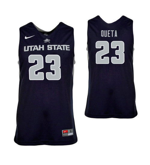 Utah State Aggies Neemias Queta Navy Navy Blue stitched throwback college basketball jersey