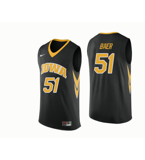 Iowa Hawkeyes 51 Nicholas Baer College Basketball Jersey Black stitched retro jersey