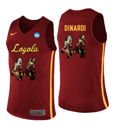 Loyola Chi Ramblers 44 Nick Dinardi College Basketball Jersey Red | Stitched Jersey RTJS 3376