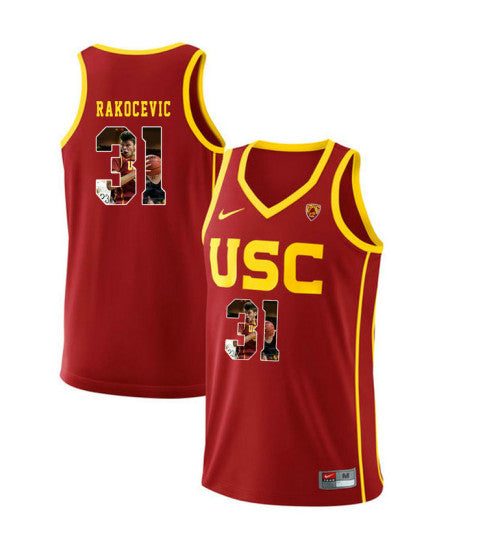 USC Trojans Nick Rakocevic #31 Red stitched throwback college basketball jersey