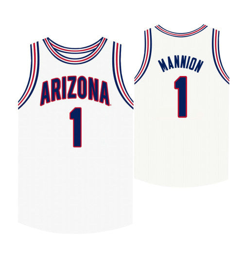 Arizona Wildcats 1 Nico Mannion White College Basketball Jersey stitched basketball jersey for game day fanwear