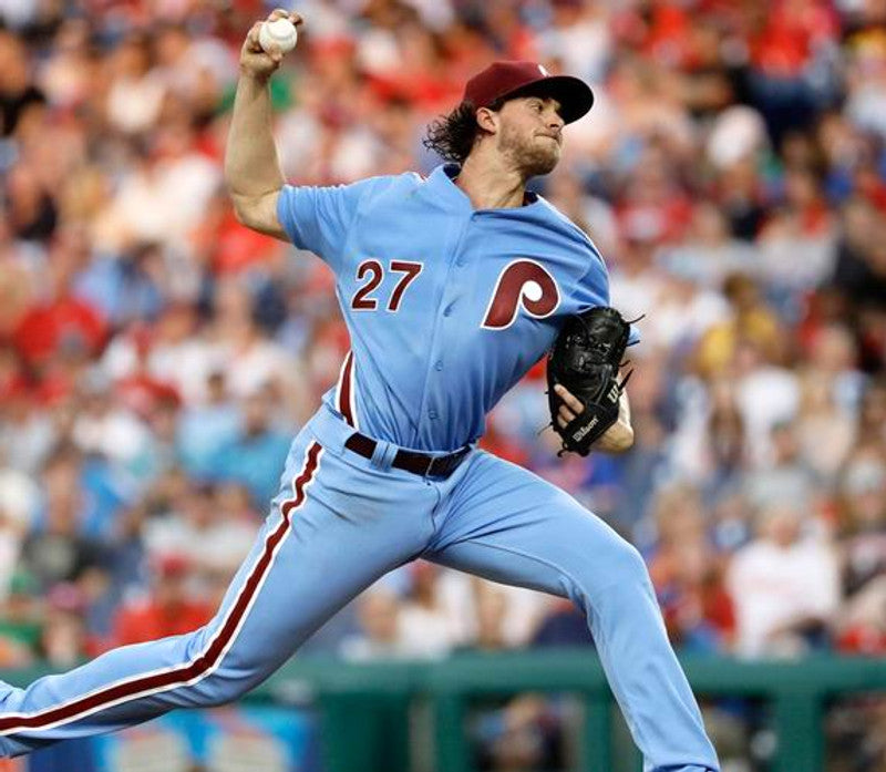 Philadelphia Phillies Aaron Nola 1980s MLB jersey front view