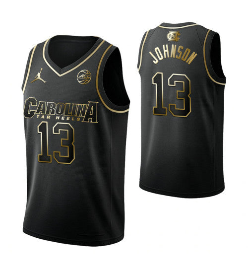 Cameron Johnson North Carolina Tar Heels Black Golden Edition College Basketball Jersey stitched basketball jersey for game