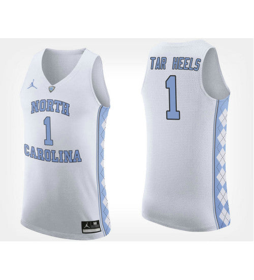 North Carolina Tar Heels No #1 White Road College Basketball Jersey stitched college jersey